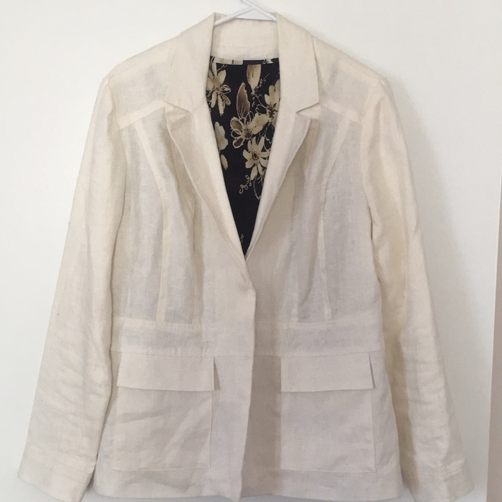 Coldwater Creek cream linen jacket blazer